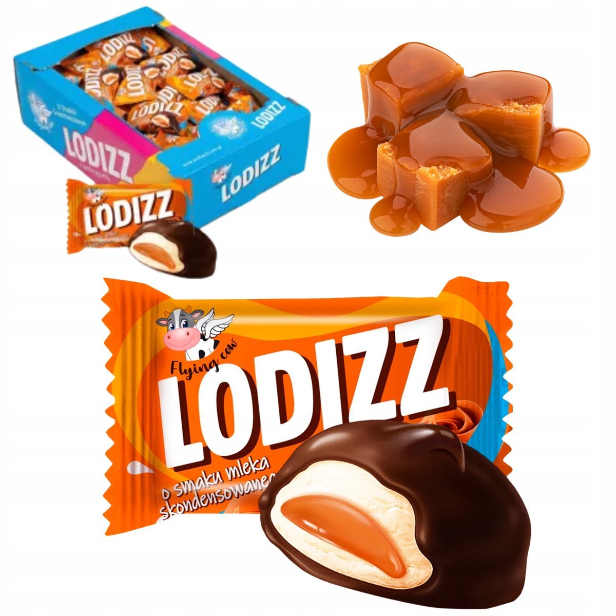 Cukierki LODIZZ o smaku Mleka Skondensowanego Flying Cow Duża Paczka 1000 g