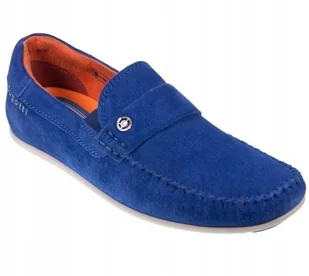 BUGATTI MOKASYNY SKÓRZANE NIEBIESKIE MĘSKIE WSUWANE 43 Ż8E - Mokasyny męskie - miniaturka - grafika 1
