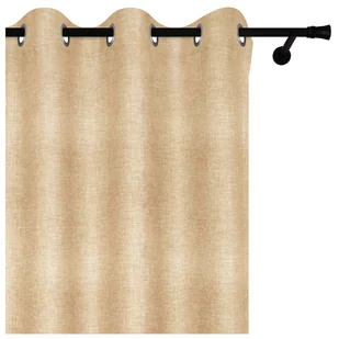 Voppi Zasłona z przelotkami 140 x 250 cm beżowa zasłona dekoracyjna z lnianym wzorem w stylu boho - Zasłony - miniaturka - grafika 1
