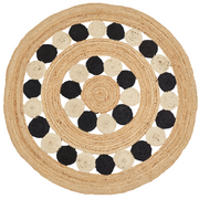 Dywany - Dywan okrągły z juty ⌀ 140 cm beżowo-czarny HOVIT - miniaturka - grafika 1
