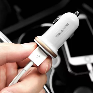 Borofone - ładowarka samochodowa 2x USB, biały - Ładowarki do telefonów - miniaturka - grafika 2