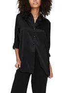 Bluzki damskie - ONLY Women's ONLVICTORIA LS luźna satynowa koszulka NOOSWVN bluzka, czarna, XS - miniaturka - grafika 1