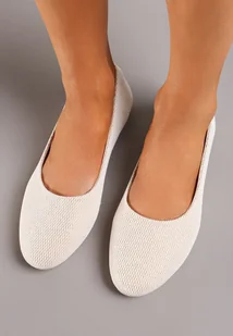 Złote Balerinki z Materiałową Cholewką i Okrągłym Noskiem Rililena - Baleriny - miniaturka - grafika 1