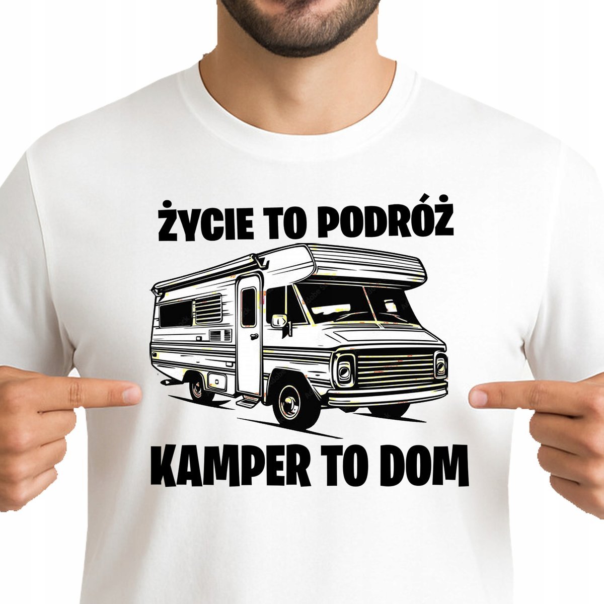 KOSZULKA MĘSKA ŻYCIE TO PODRÓŻ KAMPER TO DOM CAMPER CAMPING XXL 3454