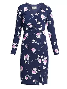 Gina Bacconi Damska sukienka kopertowa ze złotym wykończeniem koktajlowa, Granatowy/różowy, 36 - Sukienki - miniaturka - grafika 1