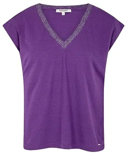 Morgan Damska koszulka z krótkim rękawem z dekoltem w serek Dark Purple TXL, Borówka, XL - Koszulki i topy damskie - miniaturka - grafika 1