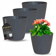 Donice - 3 x NOWOCZESNA DONICZKA DONICA RYFLOWANA WKŁAD NA BALKON OKNO SZARA 28cm - miniaturka - grafika 1