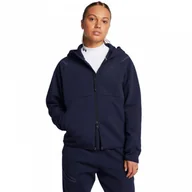 Bluzy damskie - Damska bluza treningowa rozpinana z kapturem Under Armour Unstoppable Flc Txt Fz - granatowa - miniaturka - grafika 1