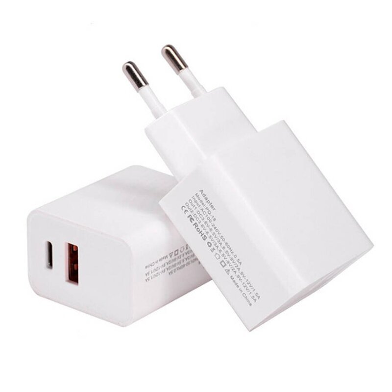 szybka ładowarka 3A Quick Charger 18W zasilacz ładowarka do telefonu komórkowego PD+QC3.0 USB + USB Type-C kompatybilna ze smartfonem