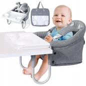 Krzesełka do karmienia - Orzbow Składany Fotelik Stołowy dla Niemowląt, Szary - miniaturka - grafika 1
