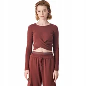 Koszulki i topy damskie - Koszulka damska Champion Crewneck Croptop brązowa 117435 MS524 M - miniaturka - grafika 1