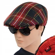 Czapki męskie - KASZKIET Męski Czapka PREMIUM Szkocka Krata Bawełniany CZERWONY Pako Jeans - miniaturka - grafika 1
