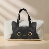 Torby męskie - Torba podróżna sportowa POJEMNA do samolotu POP ART uroczy CZARNY KOT koty - miniaturka - grafika 1