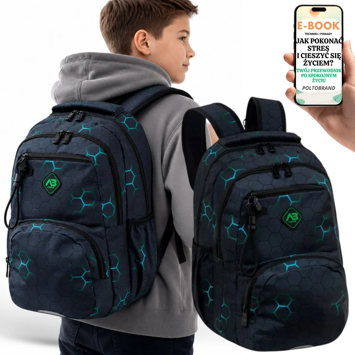 Plecak ASTRABAG GEOMETRIC Szkolny Młodzieżowy A4 na Laptop + E-BOOK-1