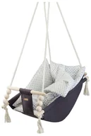 Leżaczki i huśtawki - Leżaczek bujak bujaczek hamak hamaczek huśtawka kołyska z kołderką (szary, szare karo) - miniaturka - grafika 1