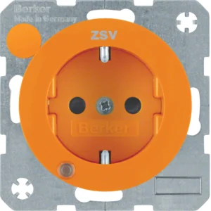Berker R.1/R.3 Berker Gniazdo SCHUKO z diodą kontrolną LED pomarańczowy, połysk - Gniazdka elektryczne - miniaturka - grafika 1