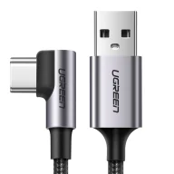 Kable USB - Kabel Ugreen US284 70255 USB-A (prosty) / USB-C (kątowy) 3A 3m - szary - miniaturka - grafika 1