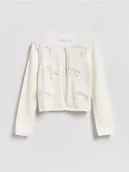 Swetry dla dziewczynek - Reserved - Kardigan z wiskozą - złamana biel - miniaturka - grafika 1