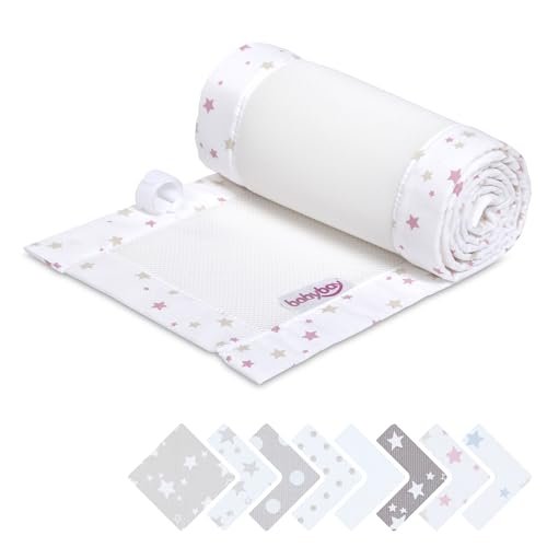 babybay Gniazdko 3D mesh piqué pasujące do modelu oryginalnego, kolor biały, mieszanka gwiazd piaskowy/jagodowy