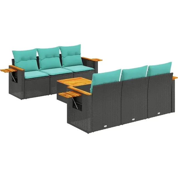 Zestaw mebli ogrodowych modułowych czarny rattan PE 62/85 x 62 x 69 cm