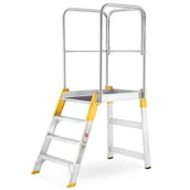 Drabiny - Drabina magazynowa - mostek jednostronny ALOSS 9504 - wysokość robocza 2,87m - miniaturka - grafika 1