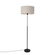 Lampy stojące - QAZQA Lampa podłogowa czarna regulowana z kloszem jasnoszarym 50 cm - Parte - miniaturka - grafika 1
