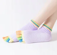 Skarpetki damskie - Stopki skarpetki joga jogi pilates gimnastyka antypoślizgowe jasny fiolet - miniaturka - grafika 1