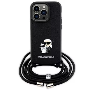 Karl Lagerfeld KLHCP14LSAKCPSK iPhone 14 Pro 6.1" hardcase czarny/black Crossbody Saffiano Metal Pin Karl & Choupette - Etui i futerały do telefonów - miniaturka - grafika 2