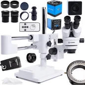 Mikroskopy i lupy - Mikroskop Stereoskopowy Optyczny 10HW Oświetlenie 56x LED Soczewka 0,5 Kamera Techrebal Blue Lagoon Wyświetlacz 10 cali - miniaturka - grafika 1