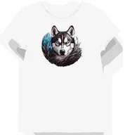 Koszulki i topy damskie - Koszulka damska biała z nadrukiem niebieskiego Husky XS - miniaturka - grafika 1