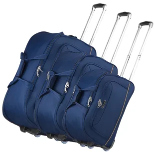 Zestaw Toreb Podróżnych Na Kółkach 3w1 Granatowy - Walizki Zestaw Toreb Podróżnych Na Kółkach 3w1 Granatowy - Walizki - miniaturka - grafika 1