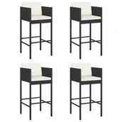 Pozostałe meble ogrodowe - vidaXL Stołki barowe z poduszkami 4 szt. czarne polirattan 316660 - miniaturka - grafika 1