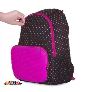 Plecak jednokomorowy czarny z panelem silikonowym w kolorze fuksji Pipistrello - Plecaki szkolne i tornistry - miniaturka - grafika 1