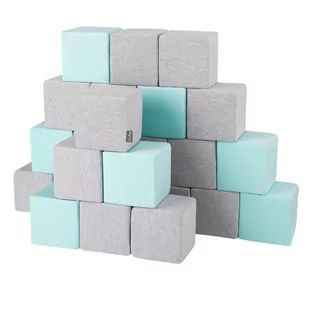 KiddyMoon Miękkie klocki 14cm sześciany: jasnoszary-miętowy 24 - Maty edukacyjne - miniaturka - grafika 1