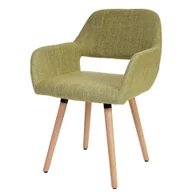 Krzesła - Krzesło do jadalni HWC-A50 II, krzesło kuchenne, design retro 50s ~ tkanina, jasnozielony, jasne nogi - miniaturka - grafika 1