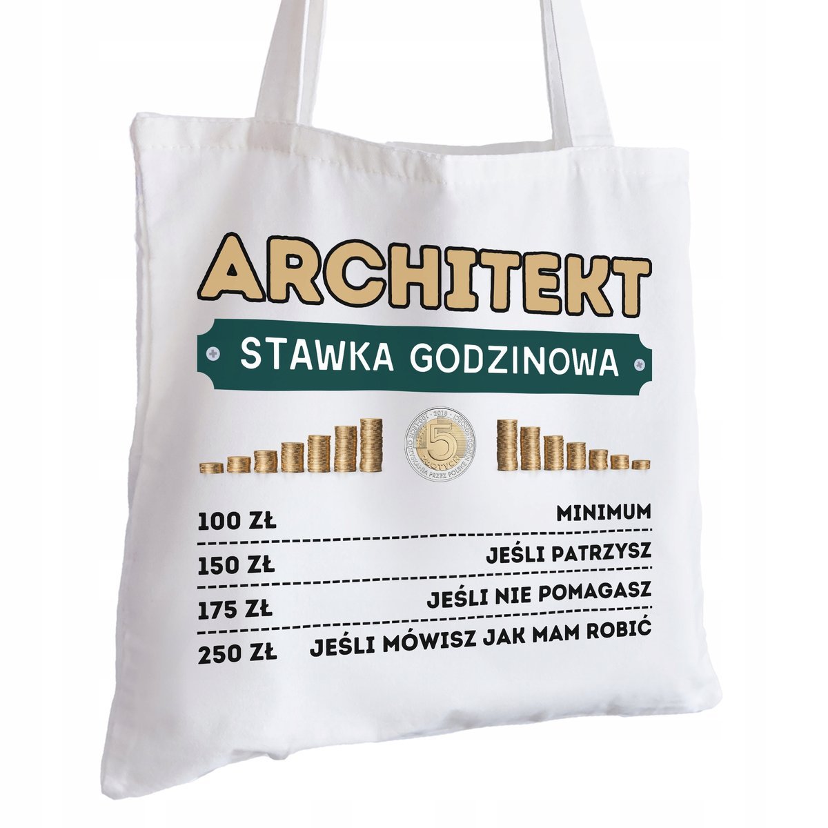 Torba Bawełniana biała dla Architekta Na Prezent ekologiczna Trwały Nadruk