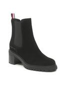 Botki damskie - Tommy Hilfiger Botki Outdoor Chelsea Mid Heel Boot FW0FW06619 Czarny - miniaturka - grafika 1