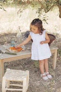 Sukienki i spódniczki dla dziewczynek - Tartine et Chocolat sukienka bawełniana dziecięca kolor biały mini rozkloszowana - TARTINE ET CHOCOLAT - grafika 1