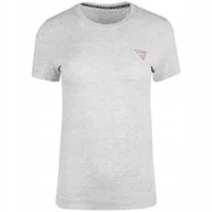 Koszulki i topy damskie - GUESS KOSZULKA DAMSKA T-SHIRT SS CN MINI TRIANGLE SZARA r. S - miniaturka - grafika 1