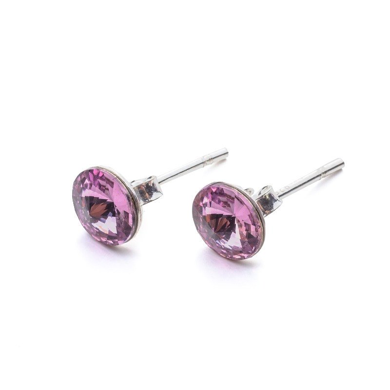 Srebrne Kolczyki 925 Z Kryształami Swarovski Rivoli 6Mm Light Amethyst