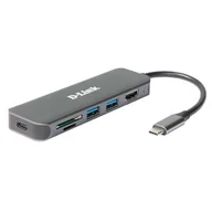 Huby USB - Hub USB D-Link 6v1 z USB-C na HDMI se čtečkou SD/microSD karet a funkcí Power Delivery (DUB-2327) Szary - miniaturka - grafika 1