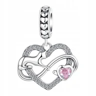 Wisiorki - Srebrny CHARMS Zawieszka Małe Serce z Cyrkoniami z Kotem Kot Kotek Cyrkonie - miniaturka - grafika 1