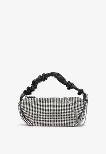 Czarno-Biała Torebka z Cyrkoniami i Satynowym Uchwytem Criesila - Torebki damskie - miniaturka - grafika 1