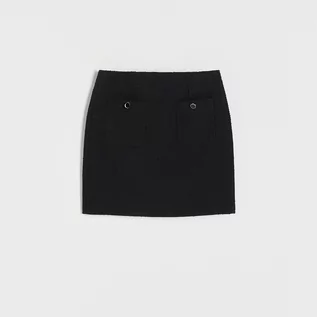 Spódnice - Reserved - Spódnica mini z domieszką wełny - Czarny - grafika 1