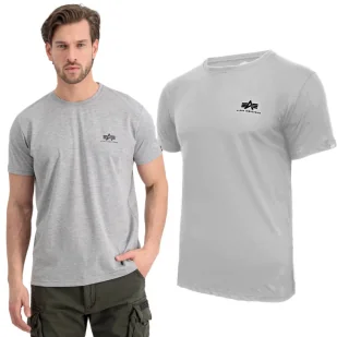 Koszulka Alpha Industries Small Logo Basic 188505 17 - Szara - Odzież taktyczna i umundurowanie - miniaturka - grafika 1