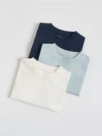Koszulki dla chłopców - Reserved - Bawełniany t-shirt 3 pack - granatowy - miniaturka - grafika 1