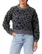 Swetry damskie - bestseller a/s Damski sweter VMZELMALEO LS O-Neck Blouse GA Boo, średni szary melanż/wzór: W czarny, XS - miniaturka - grafika 1