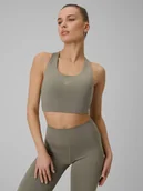Bielizna sportowa damska - 4F Biustonosz treningowy z niskim wsparciem damski - oliwkowy XS - miniaturka - grafika 1
