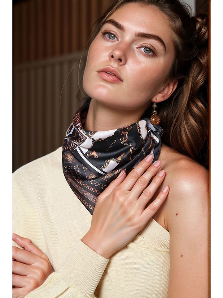 Lucky Bees Chusta w kolorze czarno-pomarańczowym - 50 x 50 cm