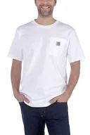 Koszulki sportowe męskie - Koszulka męska T-shirt Carhartt Heavyweight Pocket K87 100 biały - miniaturka - grafika 1